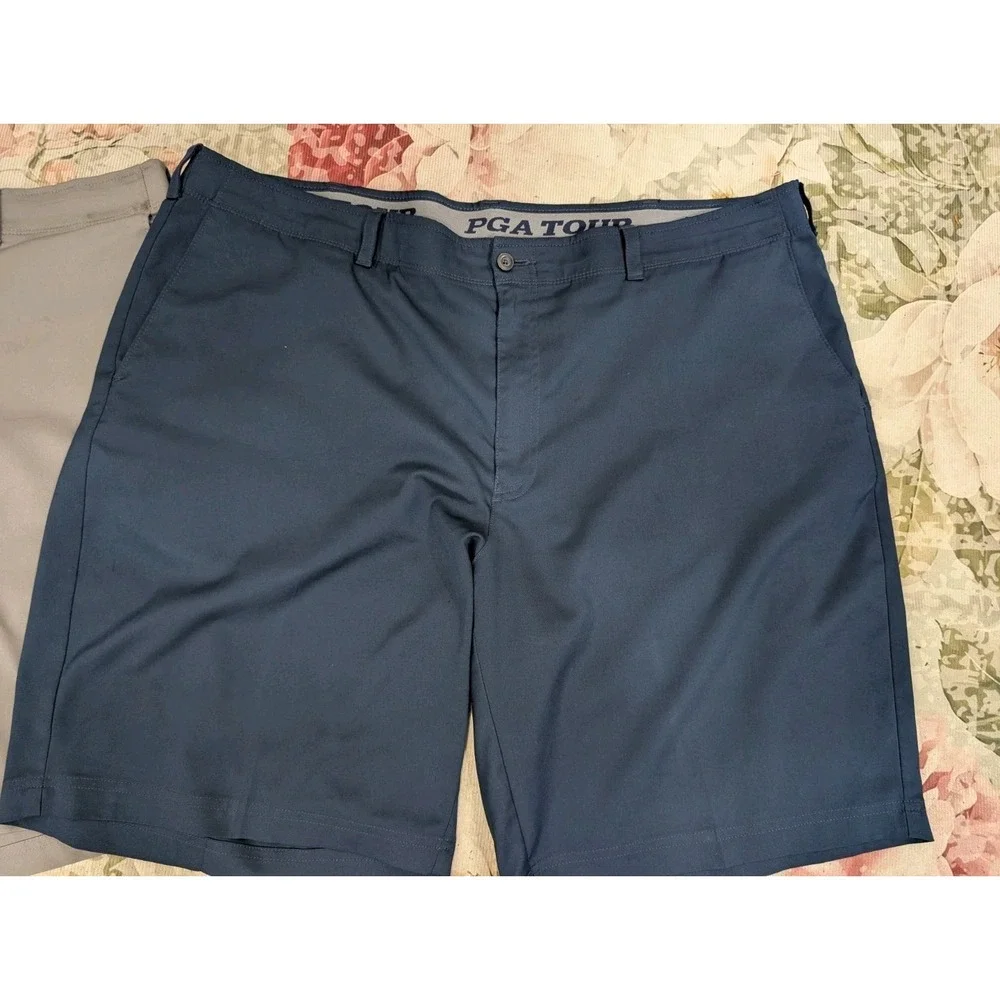 3 PGA Tour Men's 44 Golf Shorts Flat Front Stretch Navy Black Gray 10